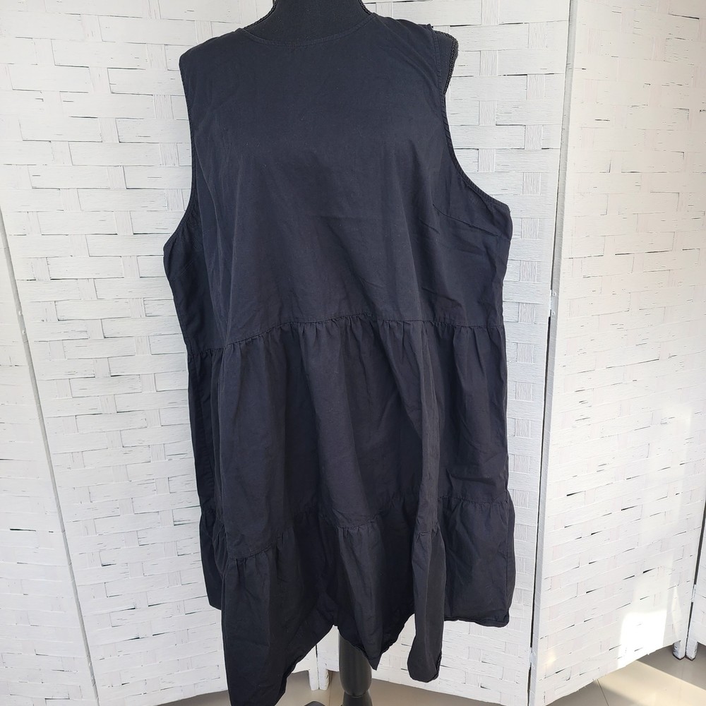 Boohoo Women’s Black Sleeveless Tiered Dress Cotton Size 22  *NWOT*